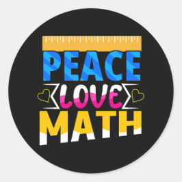 Adesivo Redondo Assunto da Escola de Matemática Peace Love
