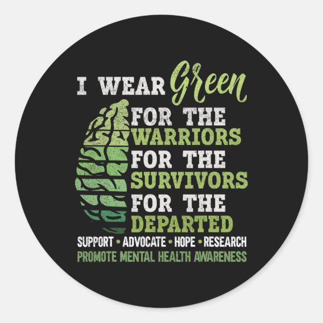 Adesivo Redondo Assuntos de Consciência da Saúde Mental Apoio Eu V (Frente)