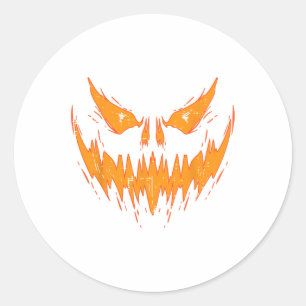 Adesivo Redondo Assustador Jack O Lanterna Face Pumpkin Halloween