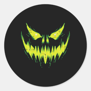 Adesivo Redondo Assustador Pumpkin Jack O Lanterna Face Homens do
