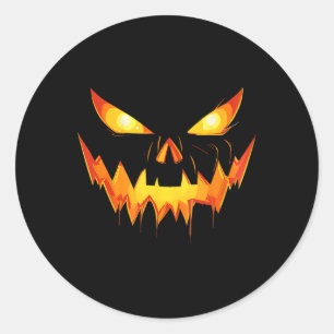 Adesivo Redondo Assustador Pumpkin Jack O Lanterna Face Homens do