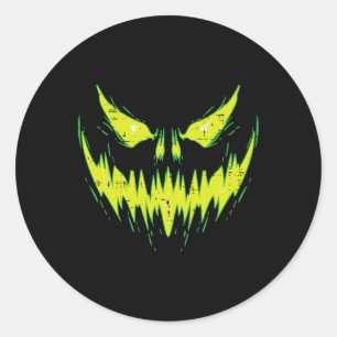 Adesivo Redondo Assustador Pumpkin Jack O Lanterna Face Homens do