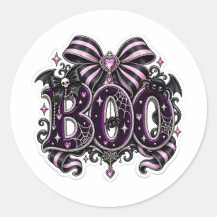Adesivo Redondo Assustadoramente Fofo "BOO" Halloween
