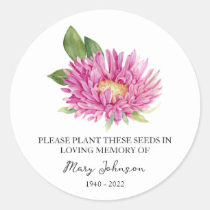 Adesivo Redondo Aster Memorial Funeral Seed Packet