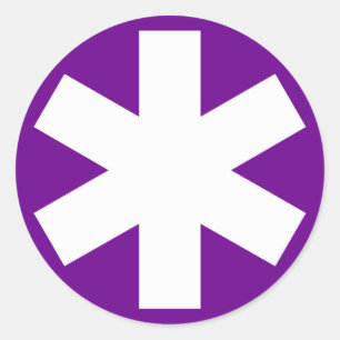 Adesivo Redondo Asterisco - Branco em Roxo