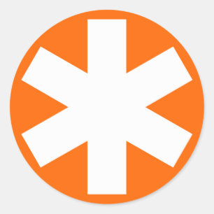 Adesivo Redondo Asterisco - branco na laranja