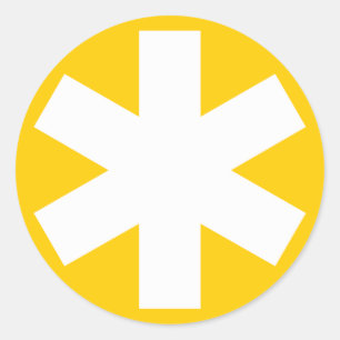 Adesivo Redondo Asterisco - branco no âmbar