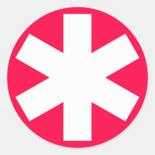 Adesivo Redondo Asterisco - branco no vermelho carmesim