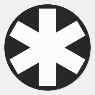 Adesivo Redondo Asterisco - Branco sobre Preto