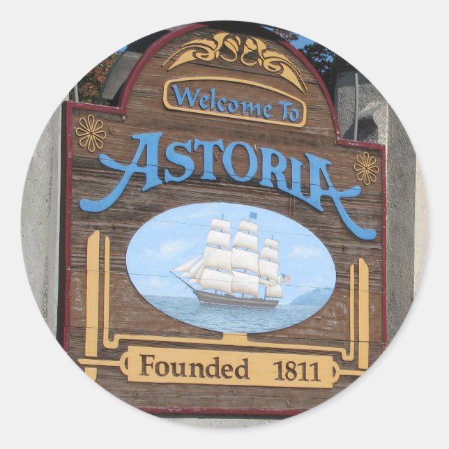 Adesivo Redondo Astoria, Oregon (Frente)