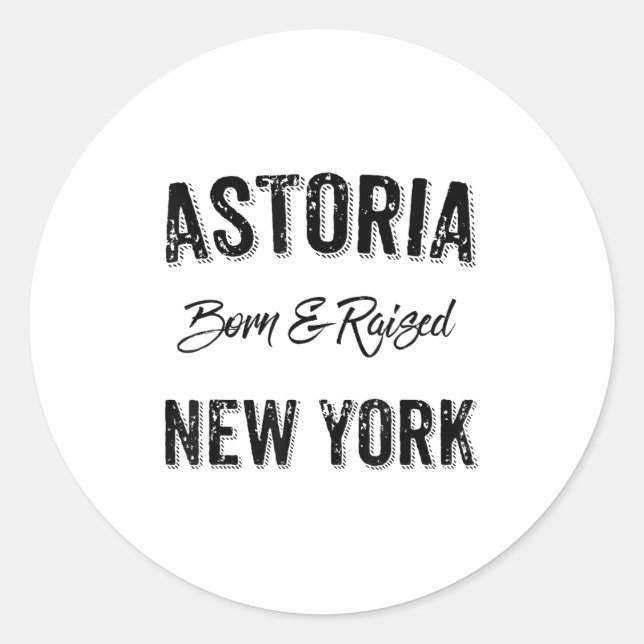 Adesivo Redondo Astoria Queens Nyc Pride Quote Born Raised Native  (Frente)