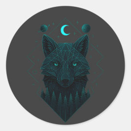 Adesivo Redondo Astral Fox - Espírito Clever Cósmico