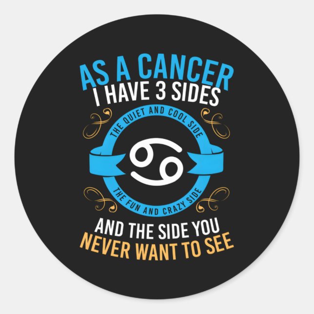 Adesivo Redondo Astrologia - Cancer de Sinal Zodiac (Frente)