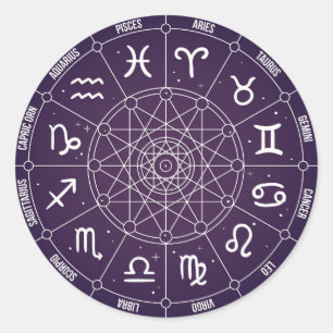 Adesivo Redondo Astrologia moderna Roda Zodiac presente