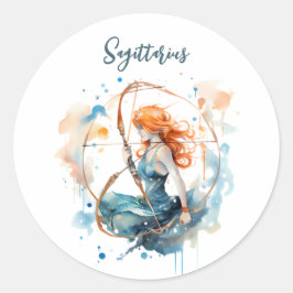 Adesivo Redondo Astrologia zodiac sinal de aquarela sagitariana