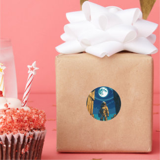 Adesivo Redondo Astronaut Beneath the Celestial Gate