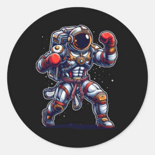 Adesivo Redondo Astronaut Muay Thai Boxe Caratê Kickboxing Marti