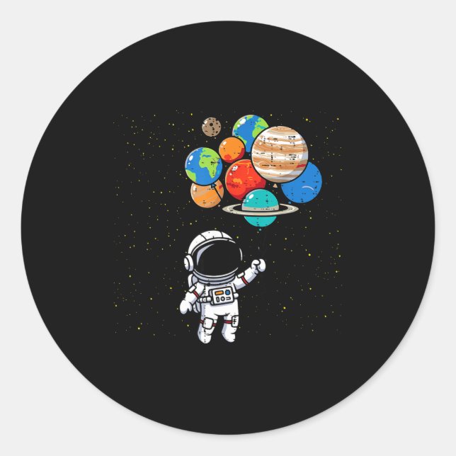 Adesivo Redondo Astronaut Planet Balloons Cute Space Galaxy Boys G (Frente)