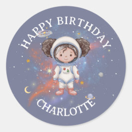 Adesivo Redondo Astronaut Space Birthday Sticker