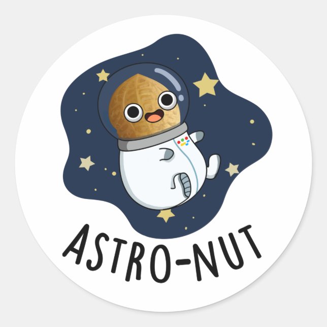 Adesivo Redondo Astronauta Astronauta Engraçado de Noz Astro (Frente)