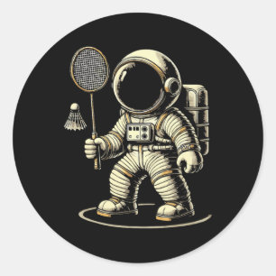 Adesivo Redondo Astronauta Badminton Player Shuttle 2