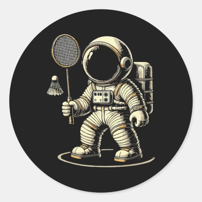 Adesivo Redondo Astronauta Badminton Player Shuttle 2 (Frente)