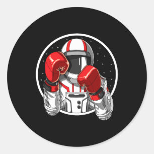 Adesivo Redondo Astronauta Boxe Muay Thai Boxeador Kickboxing Arte