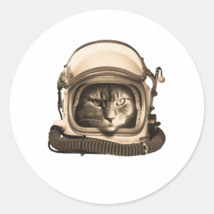 Adesivo Redondo Astronauta Cat Astronomy Espaço Gatinho Espacial