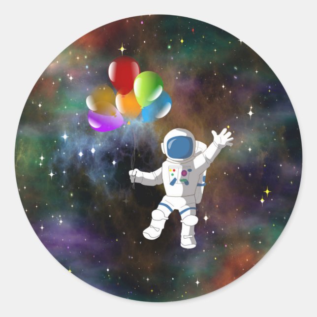 Adesivo Redondo Astronauta com Balões (Frente)