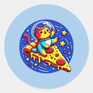 Adesivo Redondo Astronauta Cósmica - Pizza Espacial Engraçada