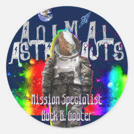 Adesivo Redondo Astronauta da cabra da galáxia no espaço