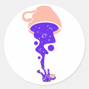 Adesivo Redondo Astronauta da Gravity Cup Galaxy Stars Sticker