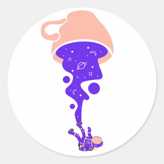 Adesivo Redondo Astronauta da Gravity Cup Galaxy Stars Sticker (Frente)