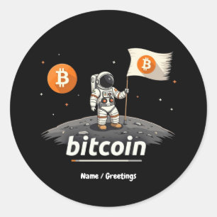 Adesivo Redondo Astronauta da Lua Crypto Bitamt Design BTC