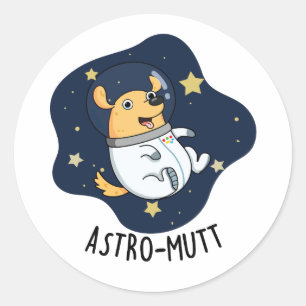 Adesivo Redondo Astronauta de Cão Engraçado Astromutt