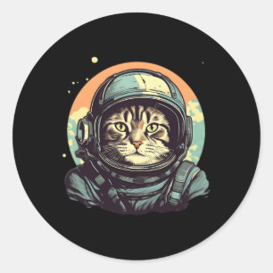 Adesivo Redondo Astronauta de Gato do Explorador Espacial
