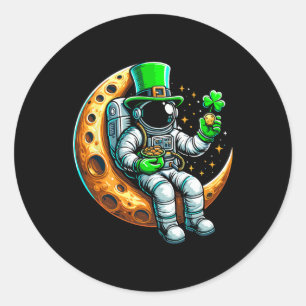 Adesivo Redondo Astronauta De Leprechaun Bonito No Santo Espacial 