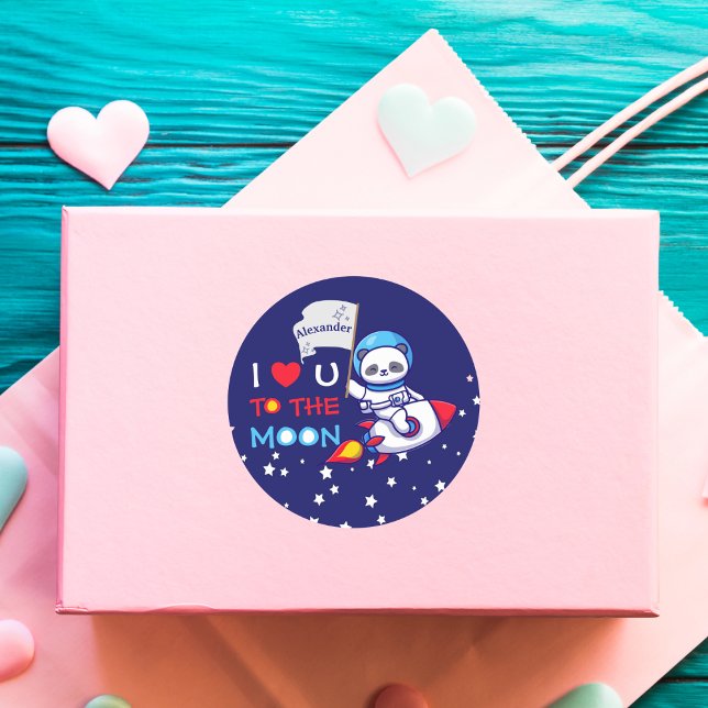 Adesivo Redondo Astronauta De Urso De Panda Bonito Em Crianças De  (Criador carregado)