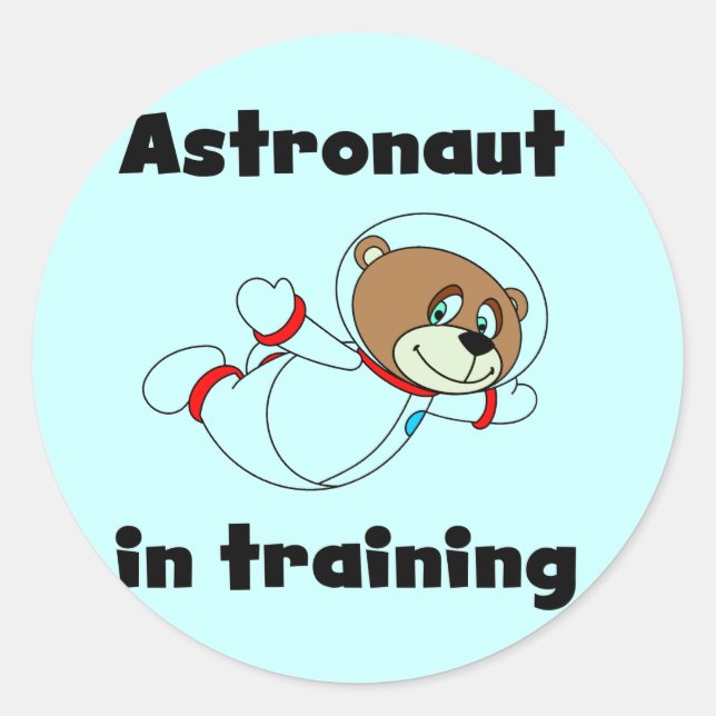 Adesivo Redondo Astronauta de Urso em Camisetas de Treinamento e P (Frente)