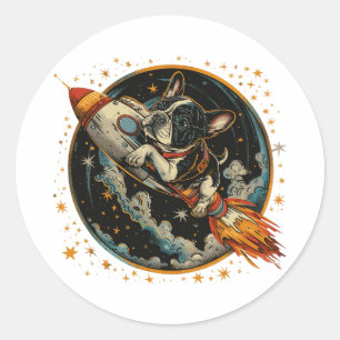 Adesivo Redondo Astronauta do Bulldog Francês
