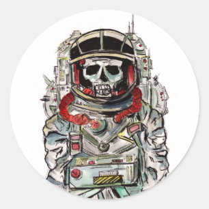 Adesivo Redondo Astronauta do Esqueleto