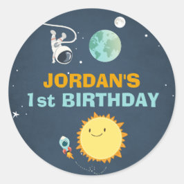 Adesivo Redondo Astronauta do Foguete de Envelope do Espaço Exteri