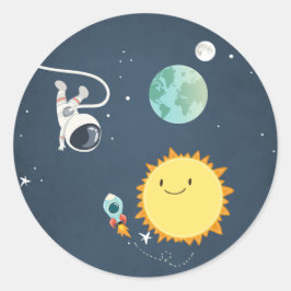 Adesivo Redondo Astronauta do Foguete de Envelope do Espaço Exteri