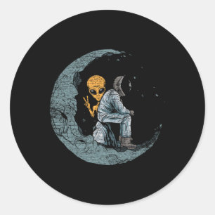 Adesivo Redondo Astronauta do Planeta Moon Spaceship