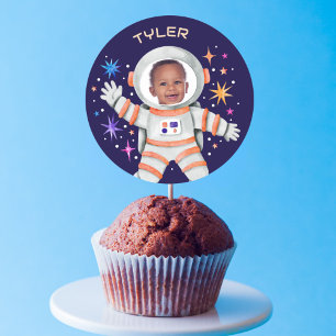 Adesivo Redondo Astronauta e Estrelas Foto do Espaço Exterior