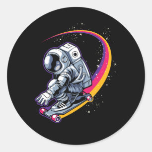 Adesivo Redondo Astronauta e skate