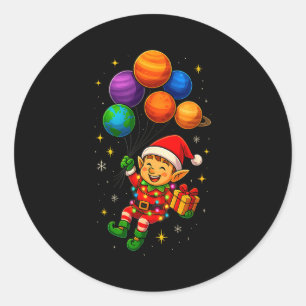Adesivo Redondo Astronauta Elfo Engraçado Com Pjs De Natal De Plan