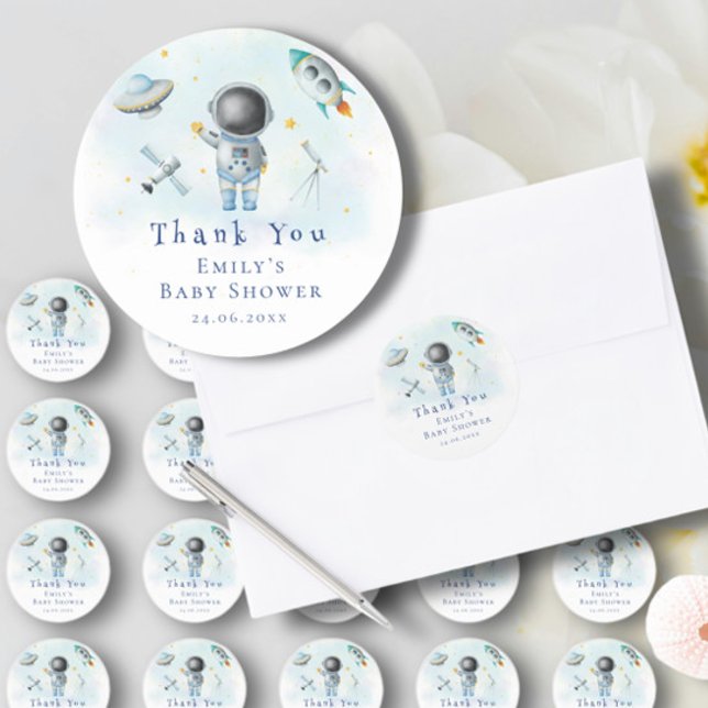 Adesivo Redondo Astronauta Espacial Boy fogueira com Chá de fralda (Criador carregado)