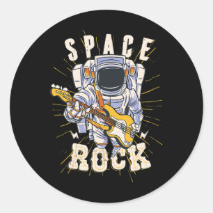 Adesivo Redondo Astronauta Espacial Guitarra Amantes Para A Guita
