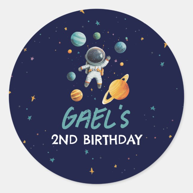 Adesivo Redondo Astronauta Espacial - Ponteiro de Favoritos do Pla (Frente)